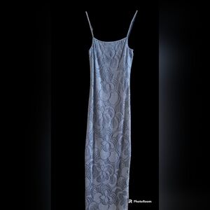 VTG California Concepts XS Silver Fringed Bottom Long Party Prom Wedding Dress